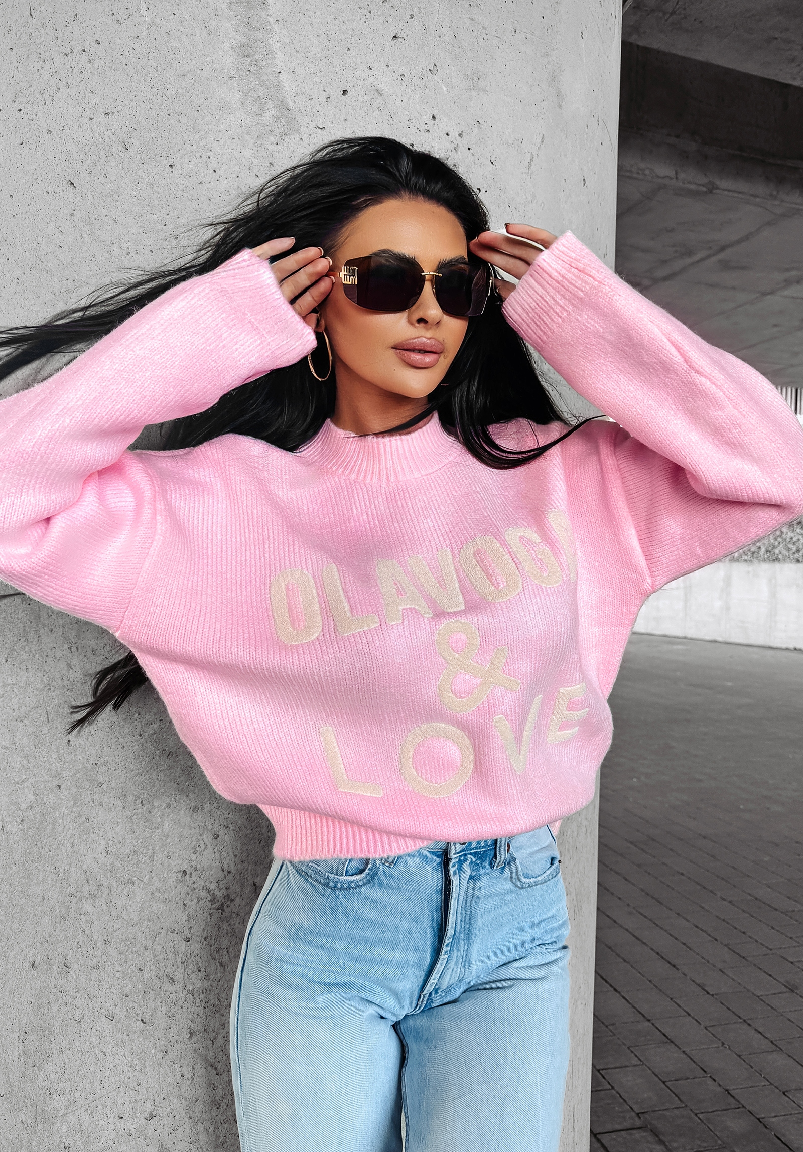 Sweter damski OLV LOVE OLAVOGA pudrowy róż