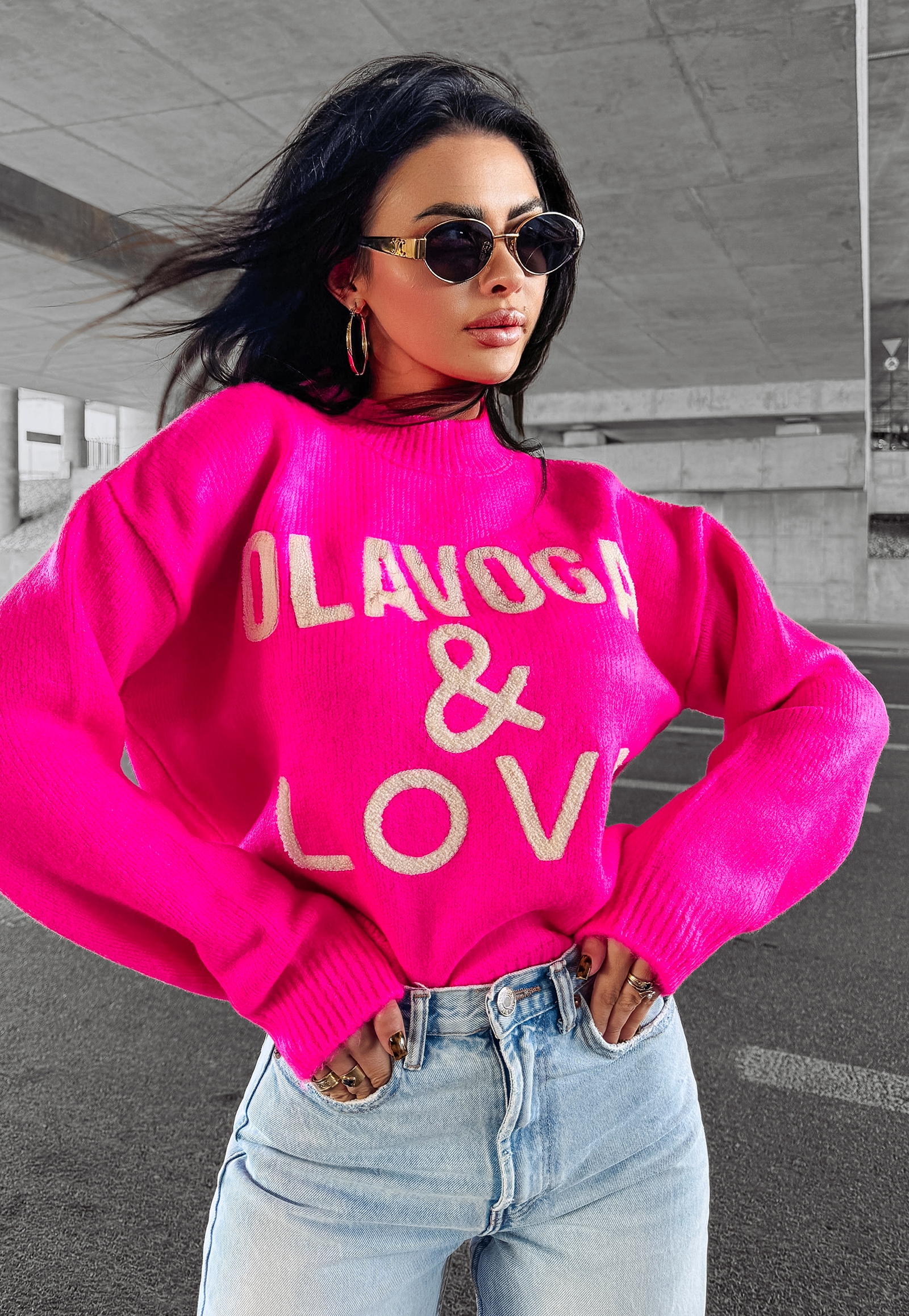 Sweter damski OLV LOVE OLAVOGA różowy