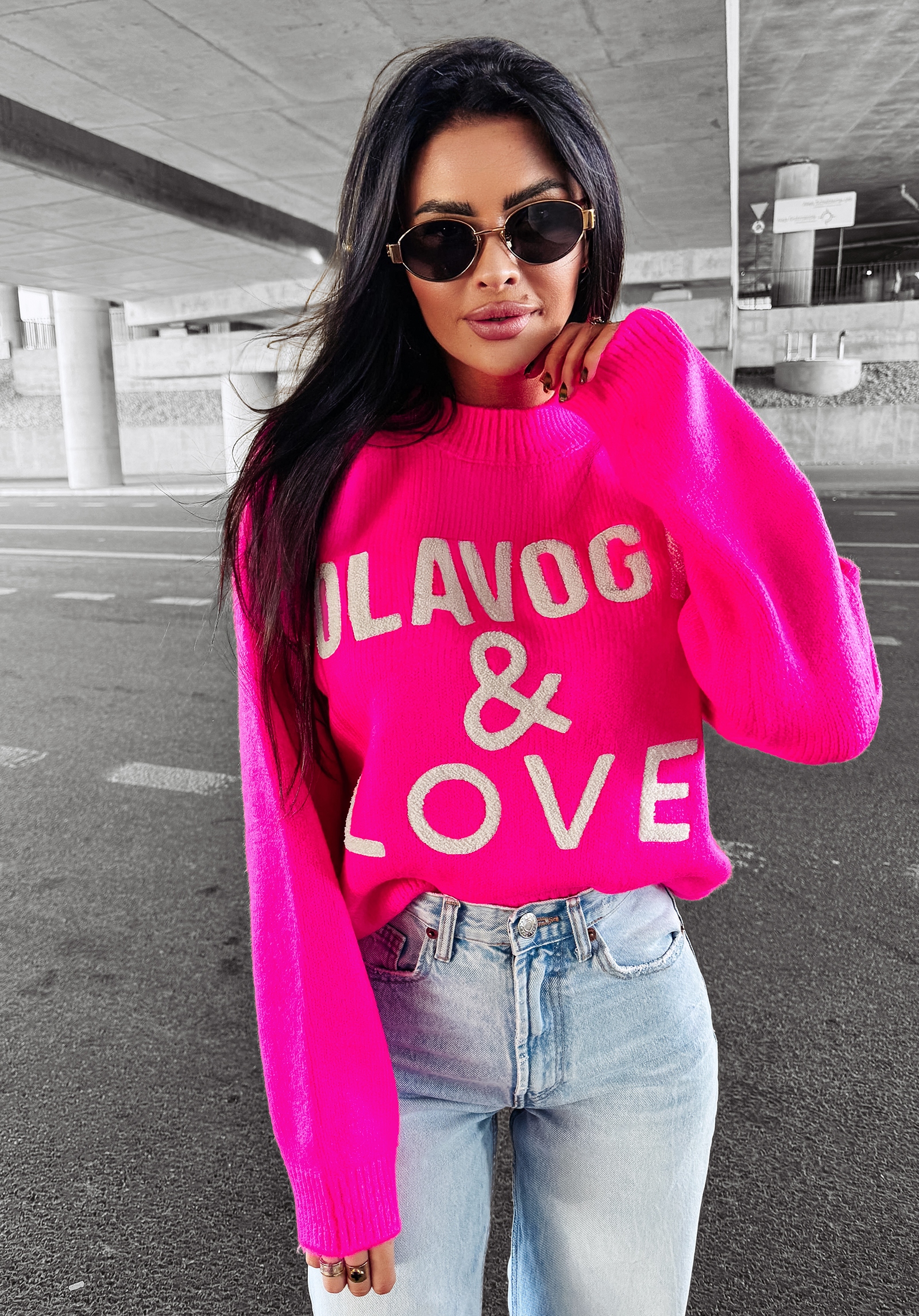 Sweter damski OLV LOVE OLAVOGA różowy Sweter damski OLV LOVE OLAVOGA różowy