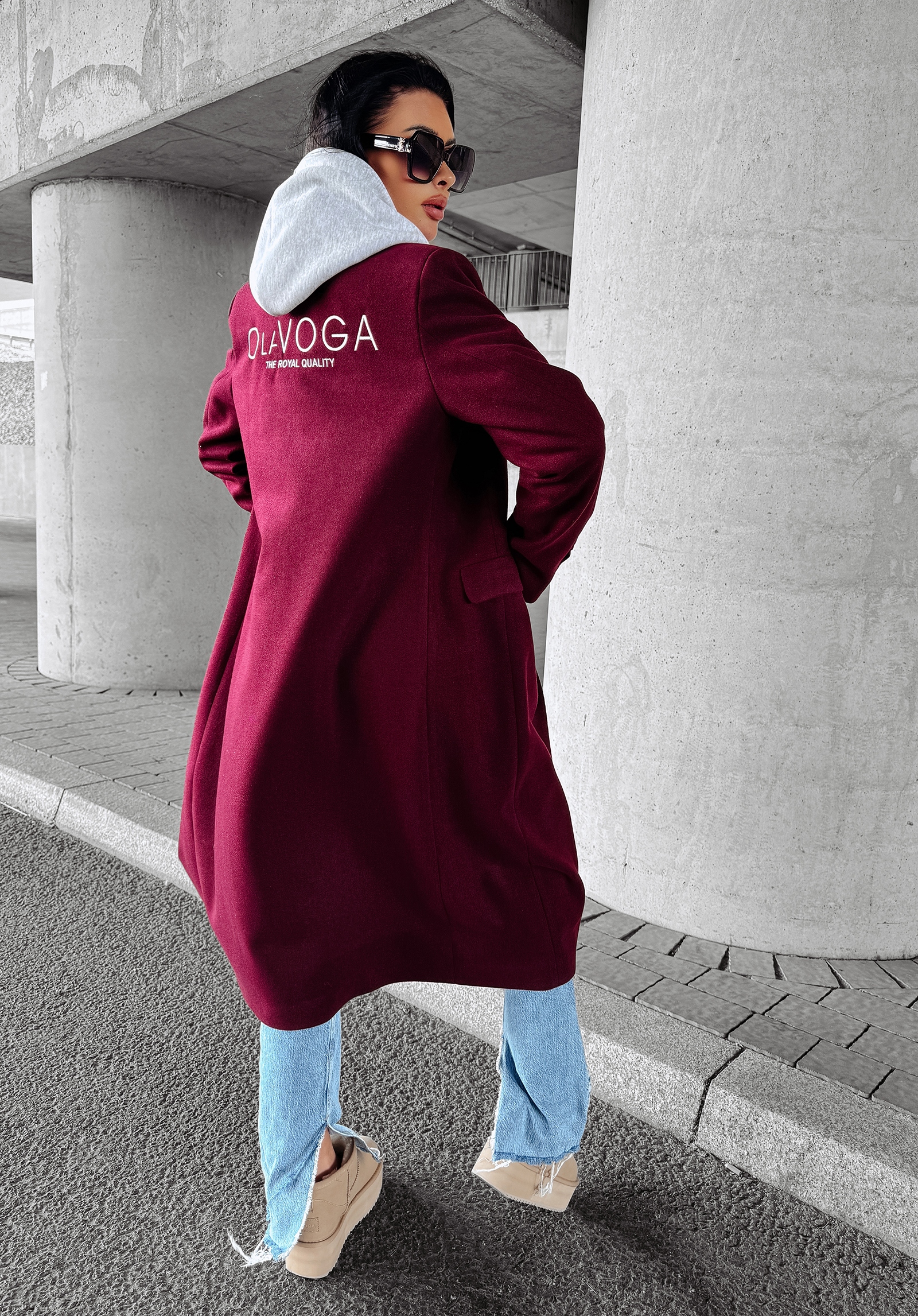 Płaszcz casualowy PRIMO OLAVOGA bordowy