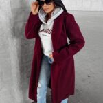 Płaszcz casualowy PRIMO OLAVOGA bordowy