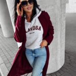 Płaszcz casualowy PRIMO OLAVOGA bordowy