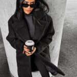 Płaszcz pluszowy SIPI OLAVOGA czarny