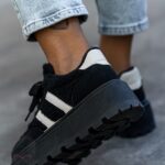 Buty sportowe z barankiem Madam Messo czarne