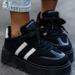 Buty sportowe z barankiem Madam Messo czarne