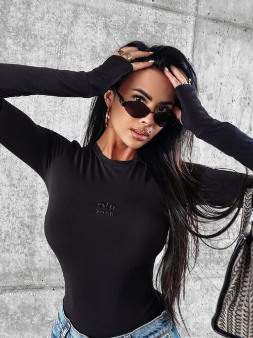 Body klasyczne z długim rękawem DATE OLAVOGA czarne