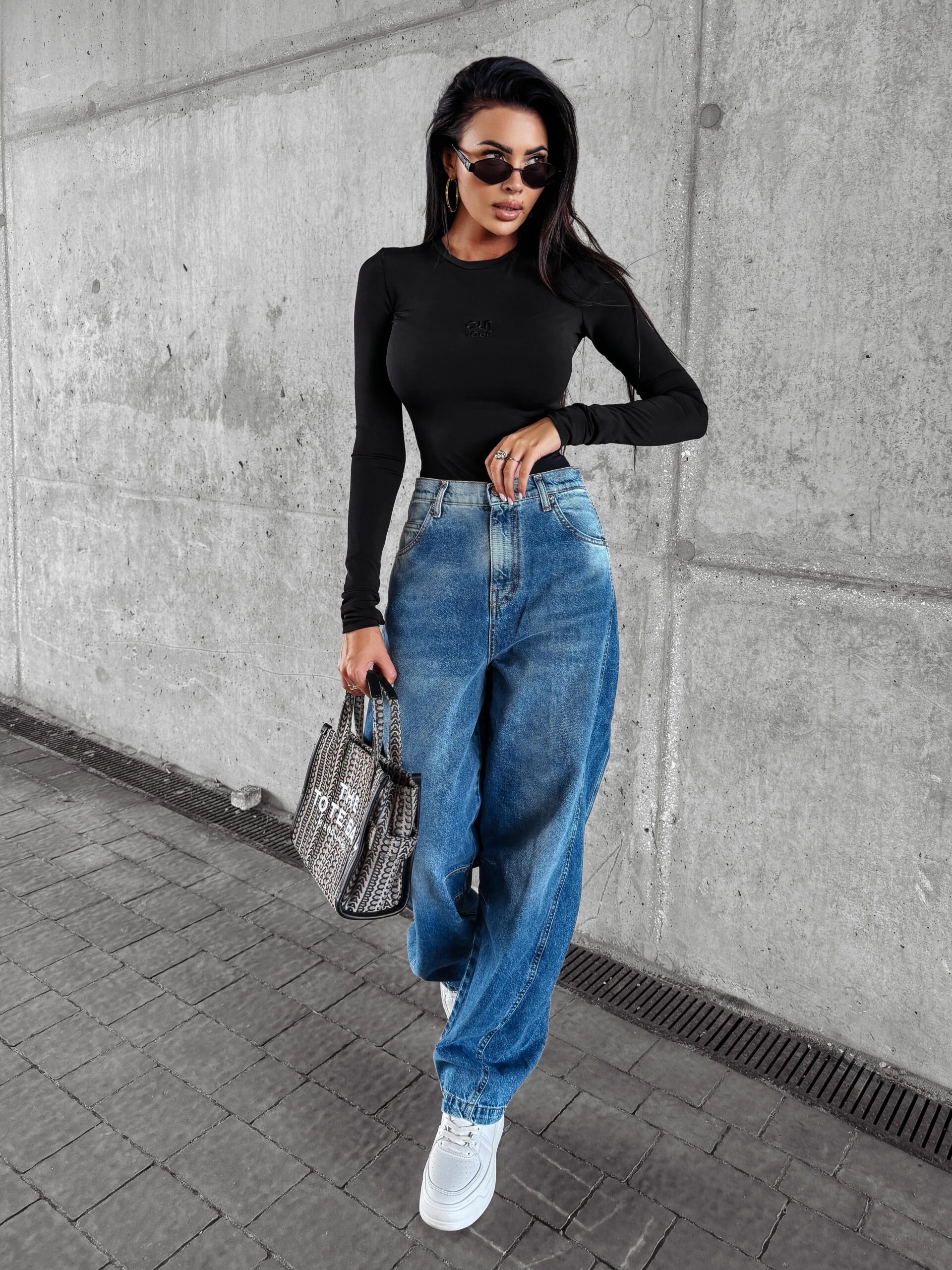 Body klasyczne z długim rękawem DATE OLAVOGA czarne