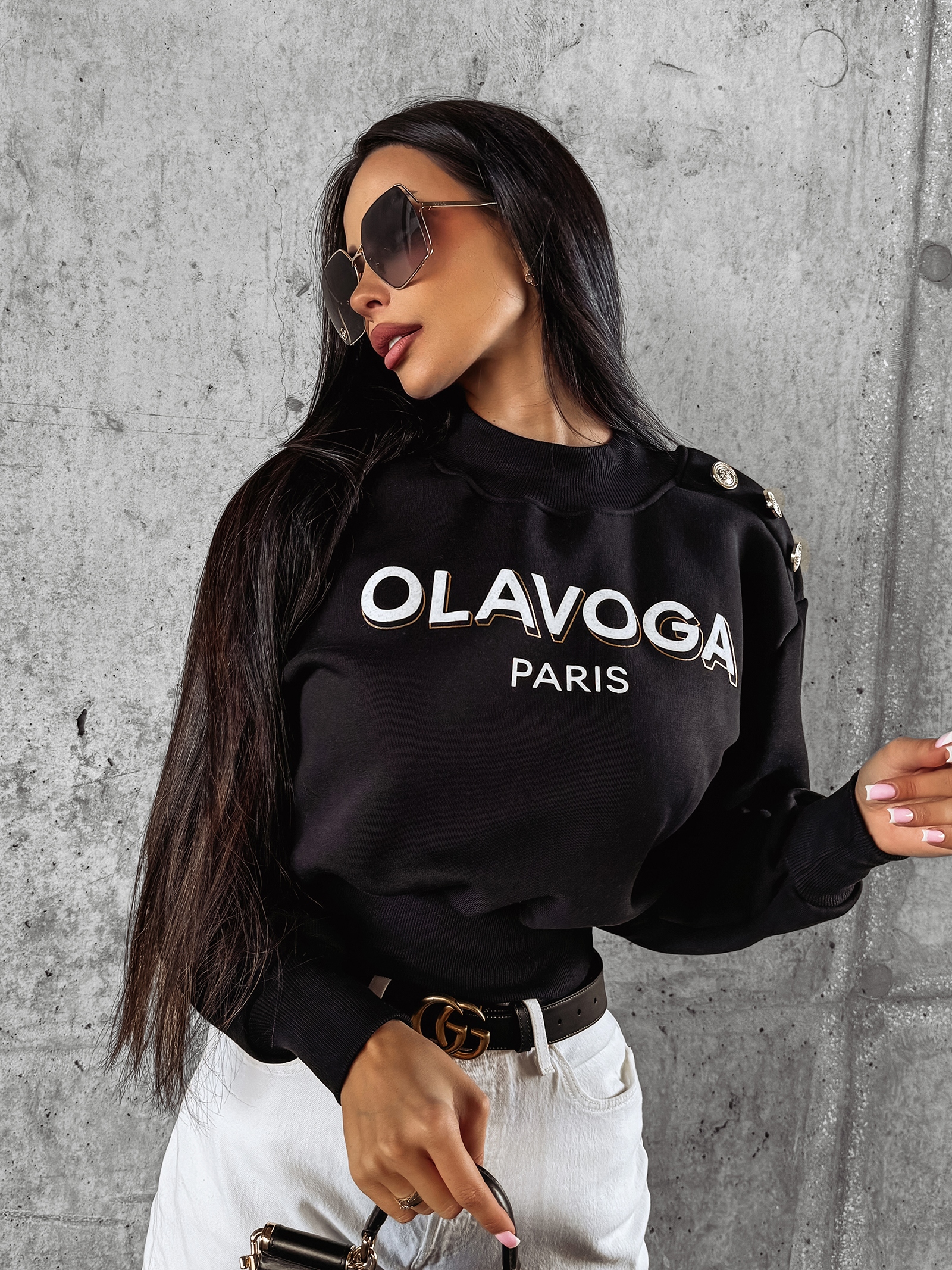 Bluza bawełniana POGALI OLAVOGA czarna Bluza bawełniana POGALI OLAVOGA czarna