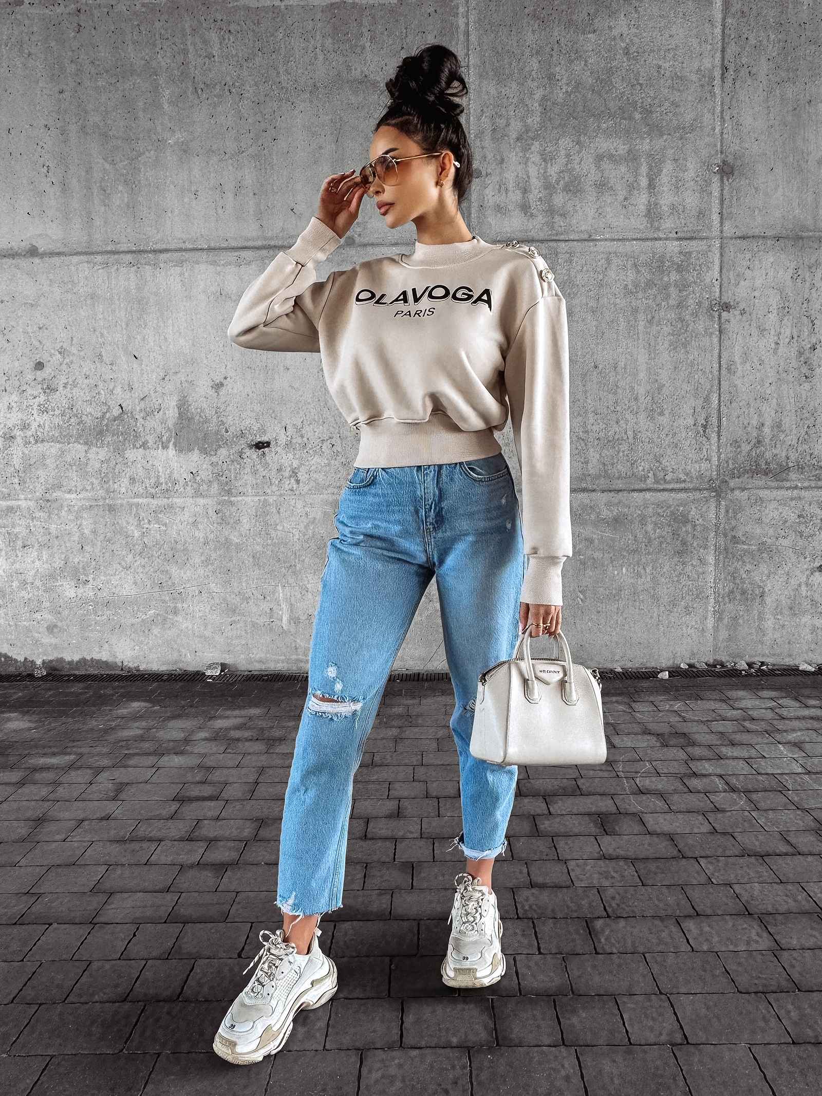 Bluza bawełniana POGALI OLAVOGA beżowa Bluza bawełniana POGALI OLAVOGA beżowa