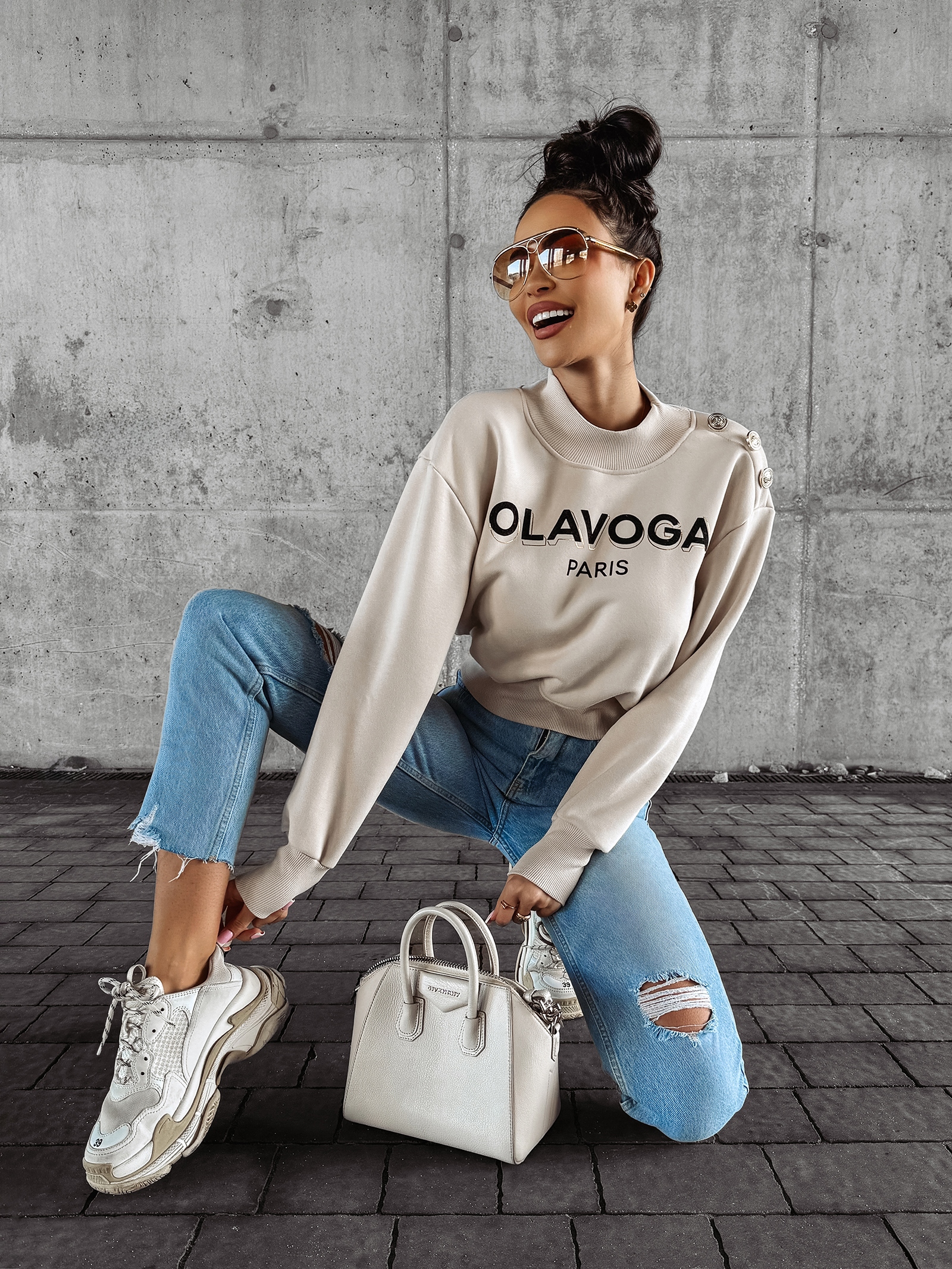 Bluza bawełniana POGALI OLAVOGA beżowa Bluza bawełniana POGALI OLAVOGA beżowa