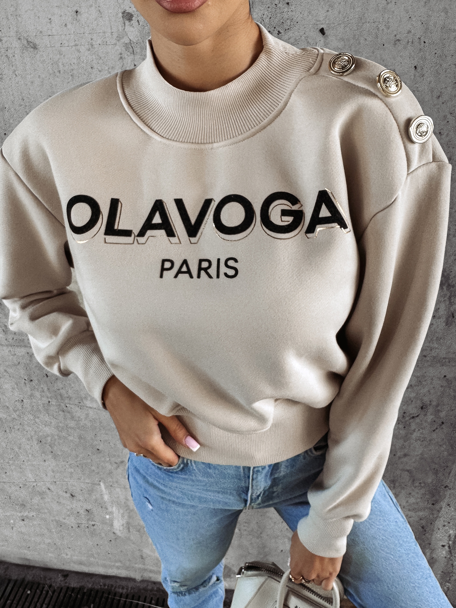 Bluza bawełniana POGALI OLAVOGA beżowa Bluza bawełniana POGALI OLAVOGA beżowa