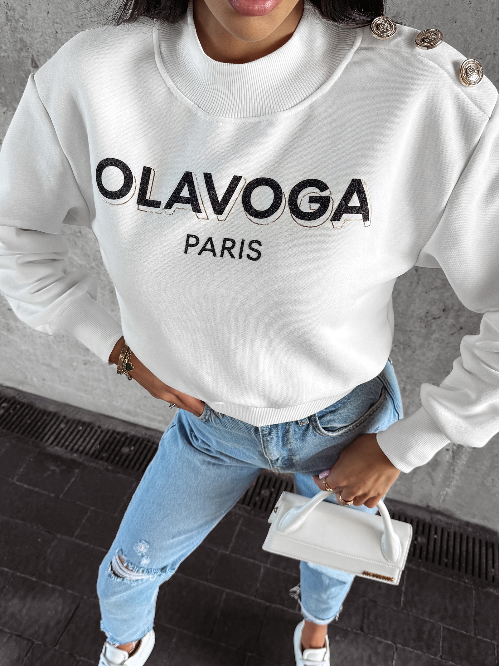 Bluza bawełniana POGALI OLAVOGA ecru