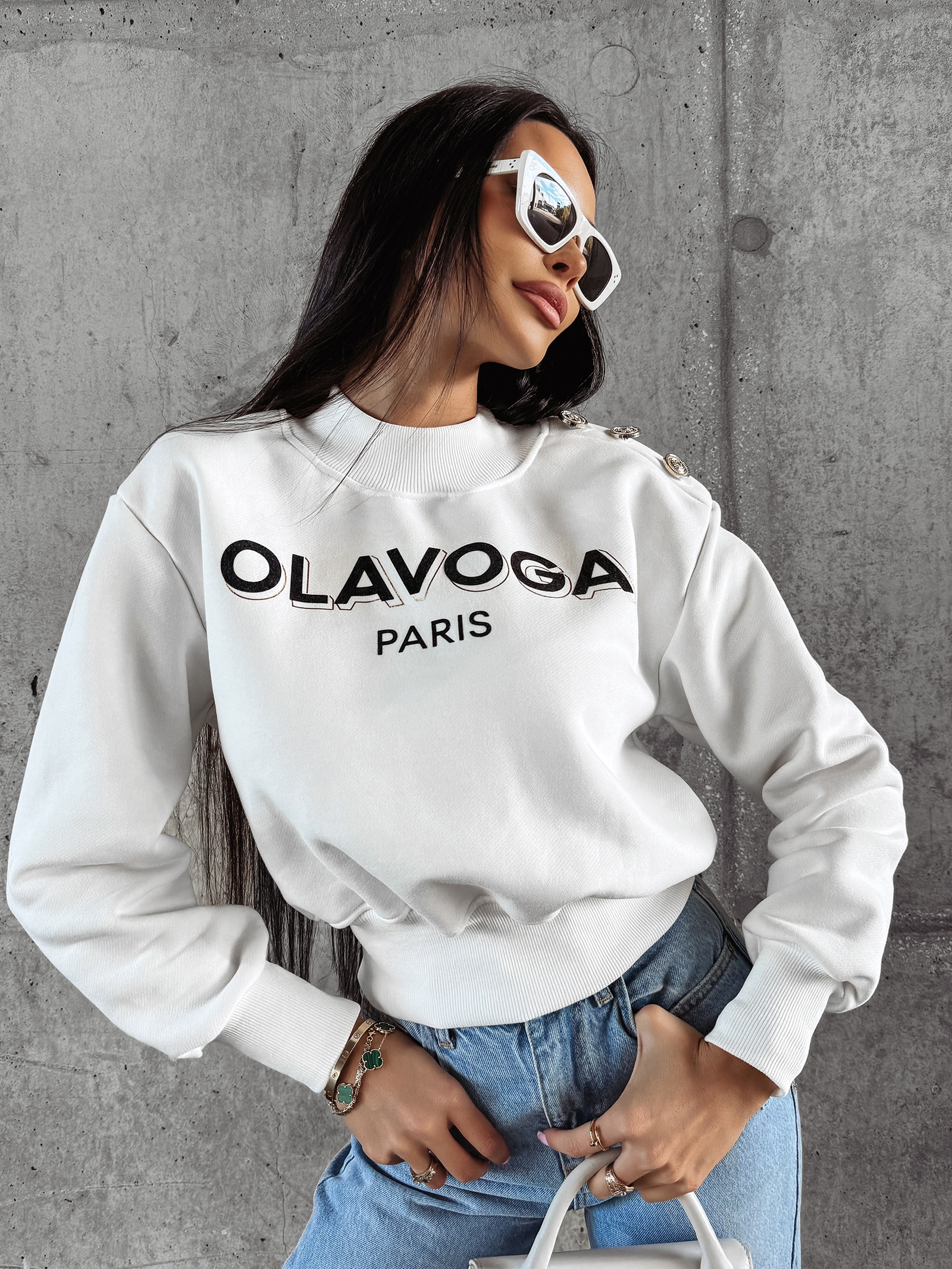 Bluza bawełniana POGALI OLAVOGA ecru