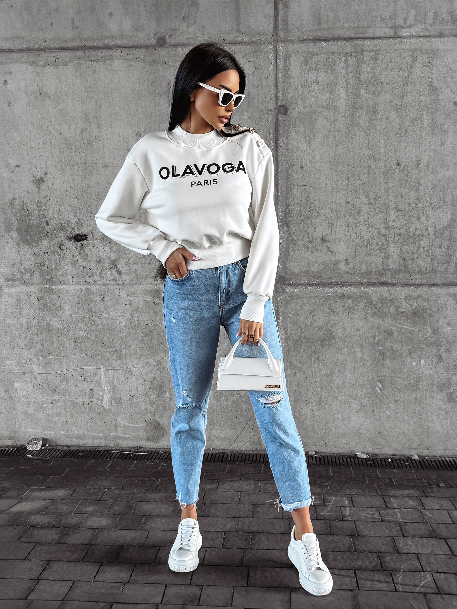 Bluza bawełniana POGALI OLAVOGA ecru