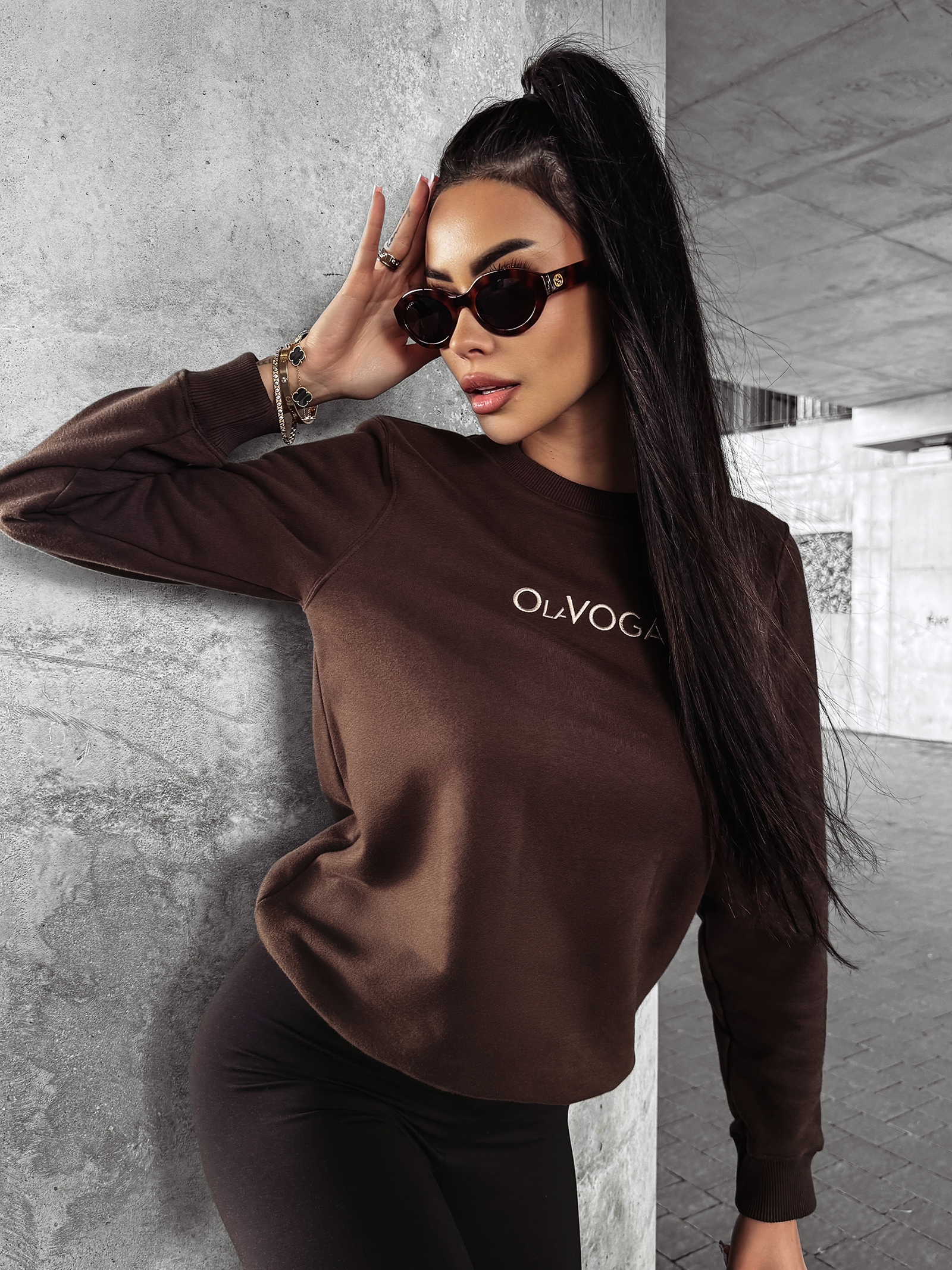 Bluza dopasowana ILINOIS OLAVOGA brązowa