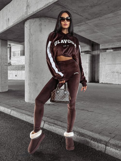 Komplet welurowy HANA OLAVOGA brązowy