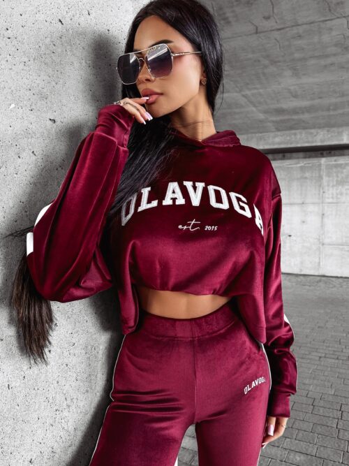 Komplet welurowy HANA OLAVOGA bordowy