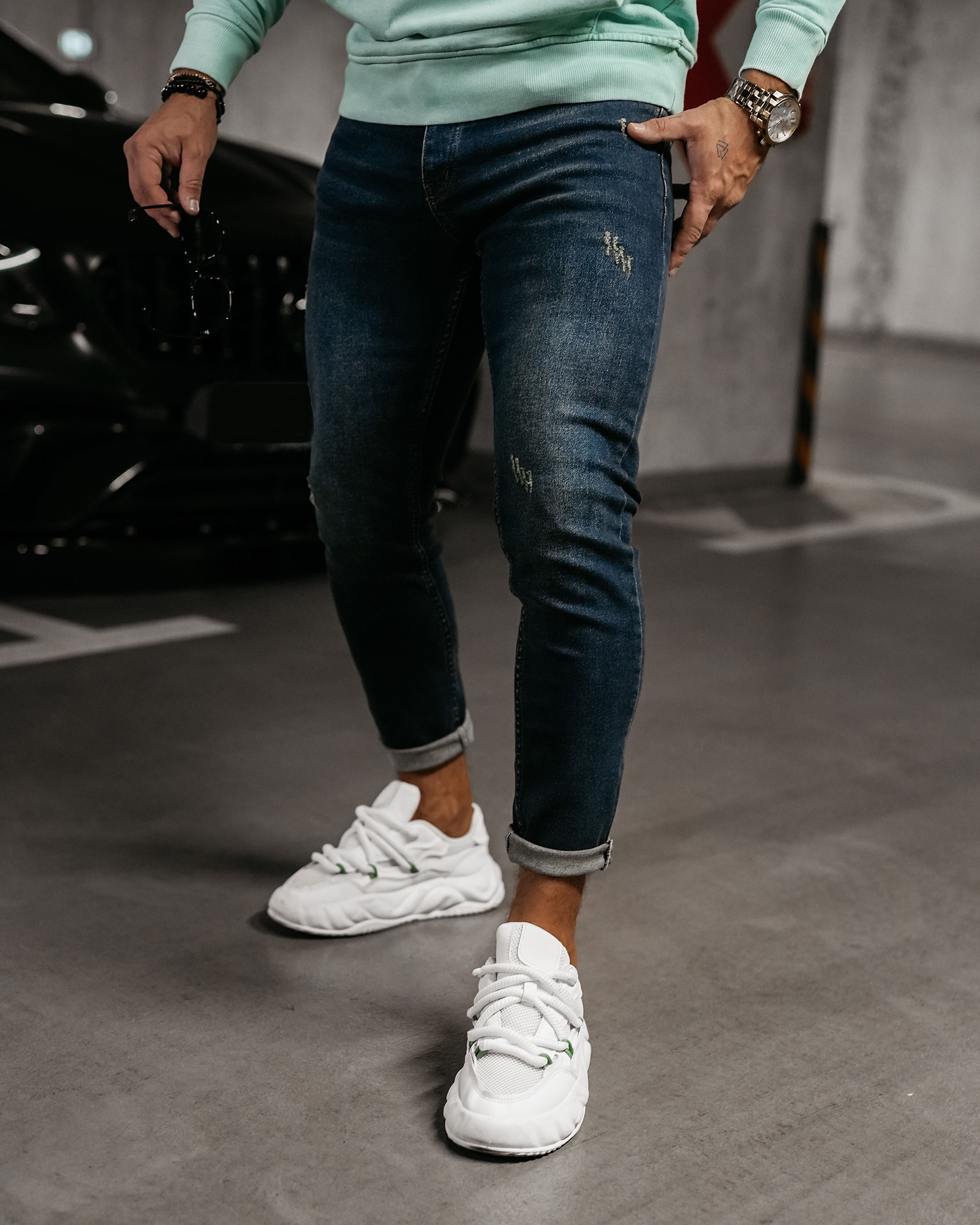 Spodnie jeansowe męskie KIIST OLAVOGA c.niebieskie