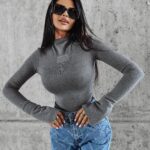 Bluzka basic dopasowana SELMA OLAVOGA grafitowa