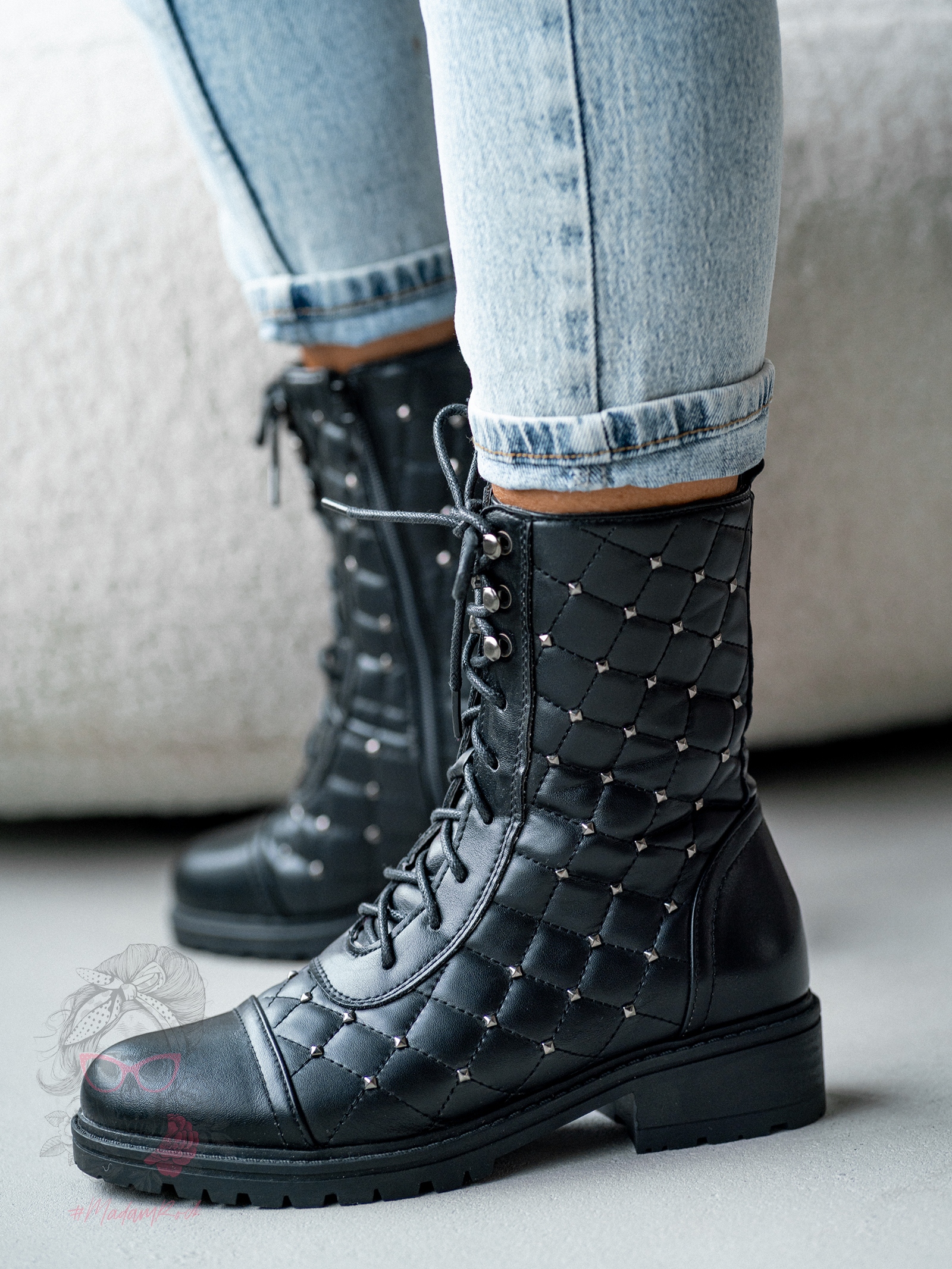 Workery pikowane Madam Chance czarne