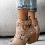 Botki z wycięciami Madam Final beżowe