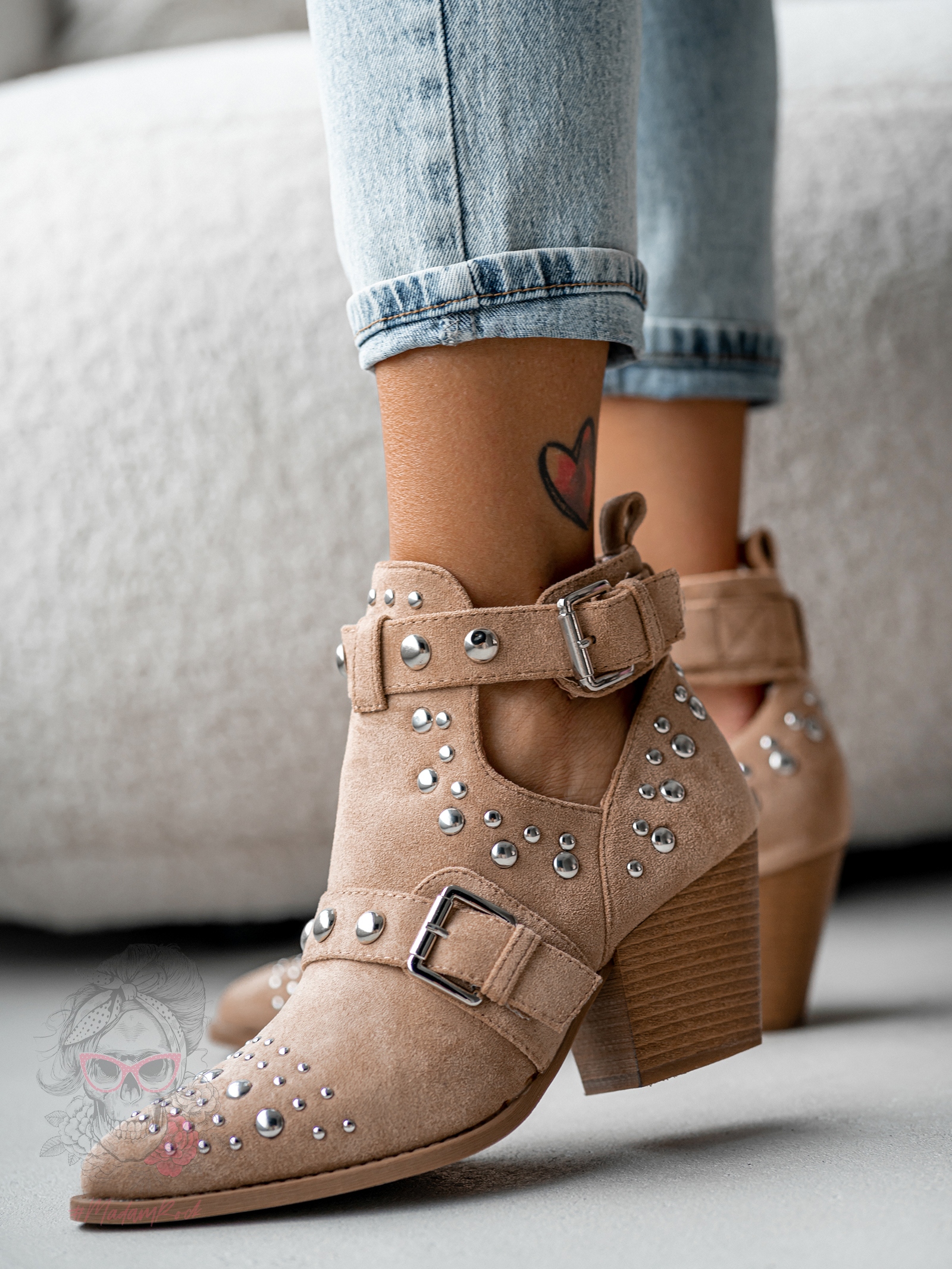 Botki z wycięciami Madam Final beżowe