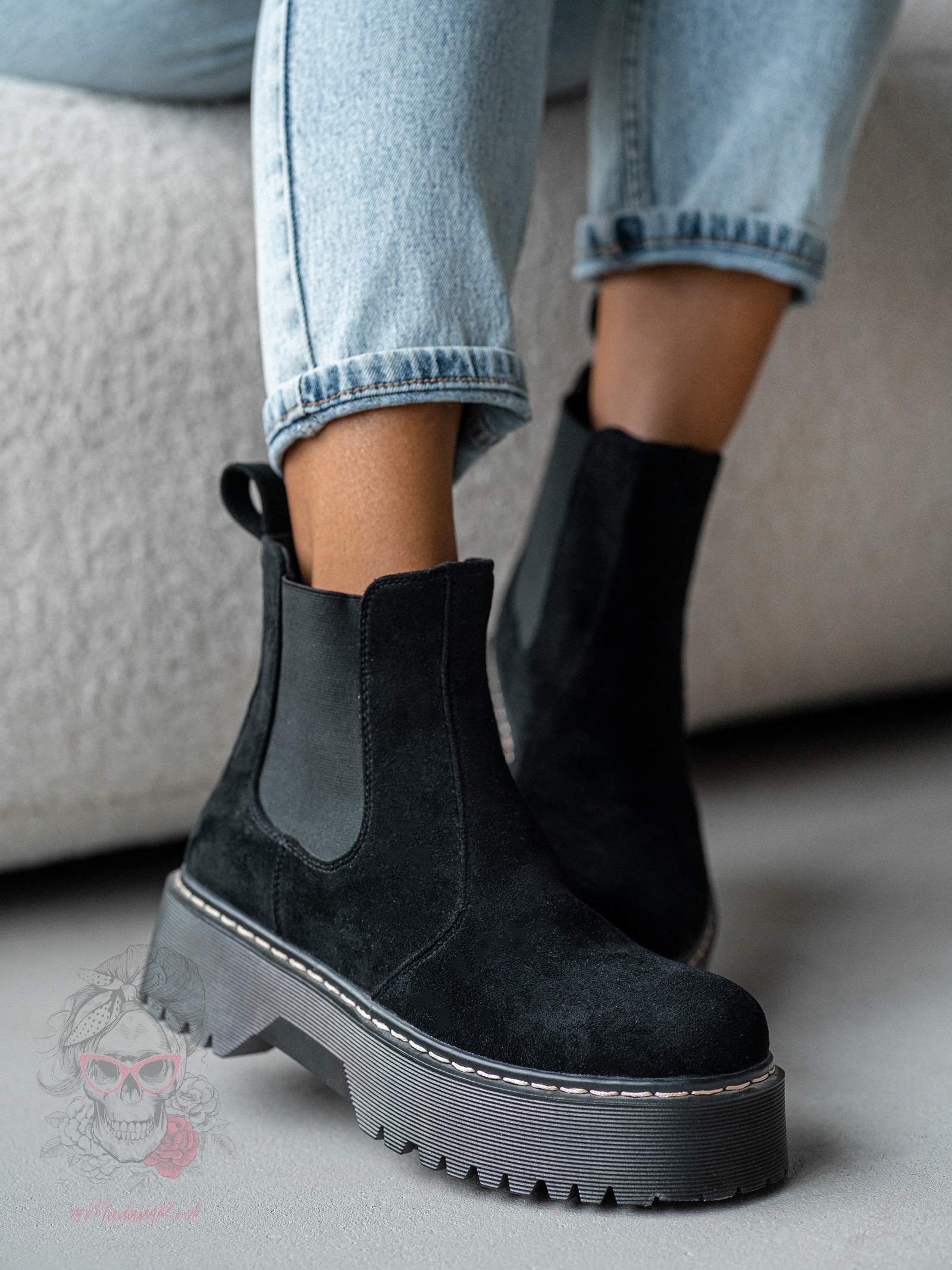 Botki na platformie Lady Retra czarne