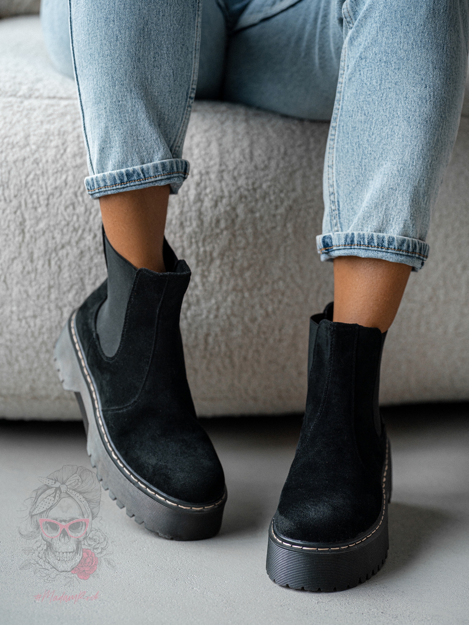 Botki na platformie Lady Retra czarne