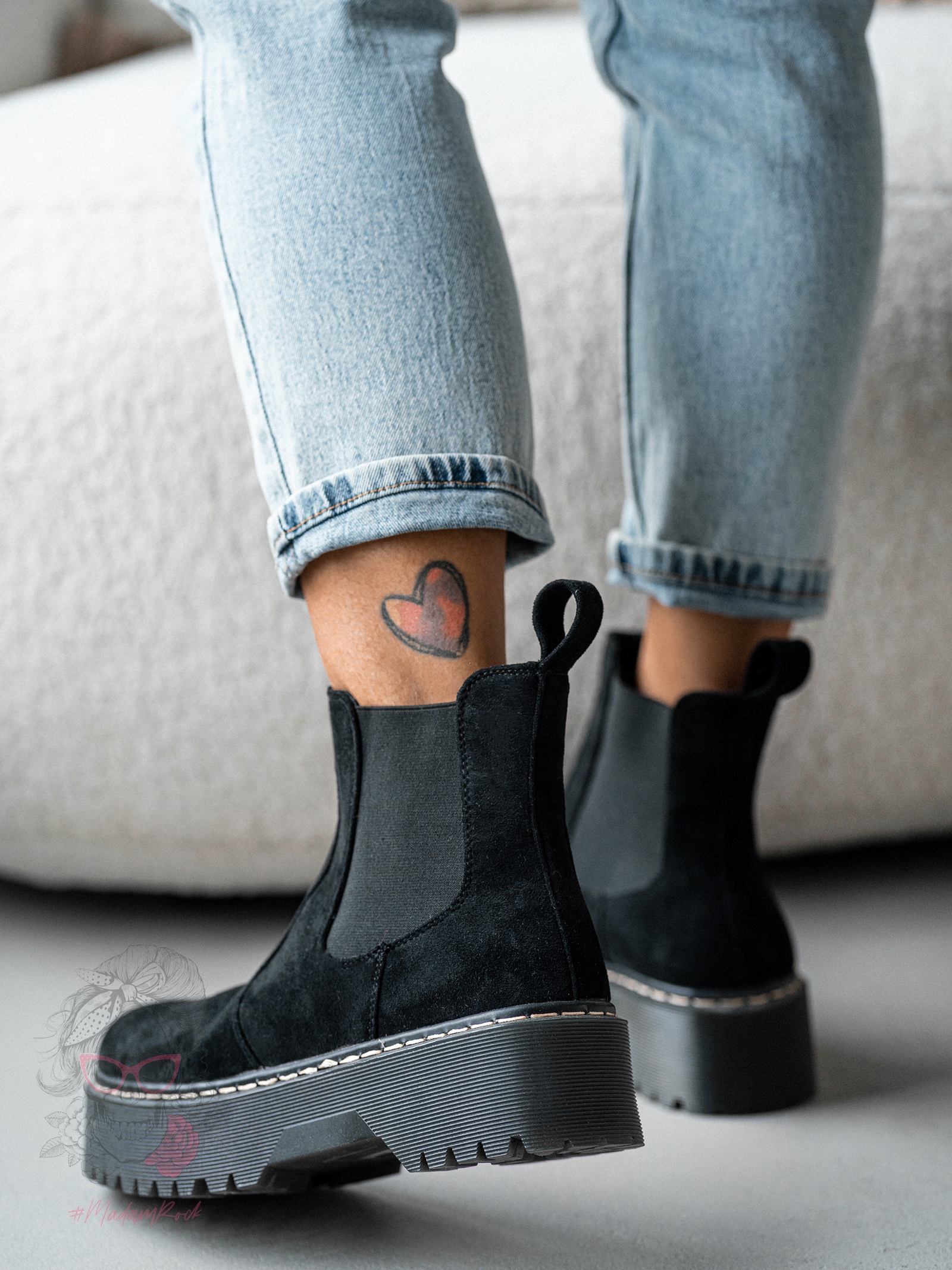 Botki na platformie Lady Retra czarne