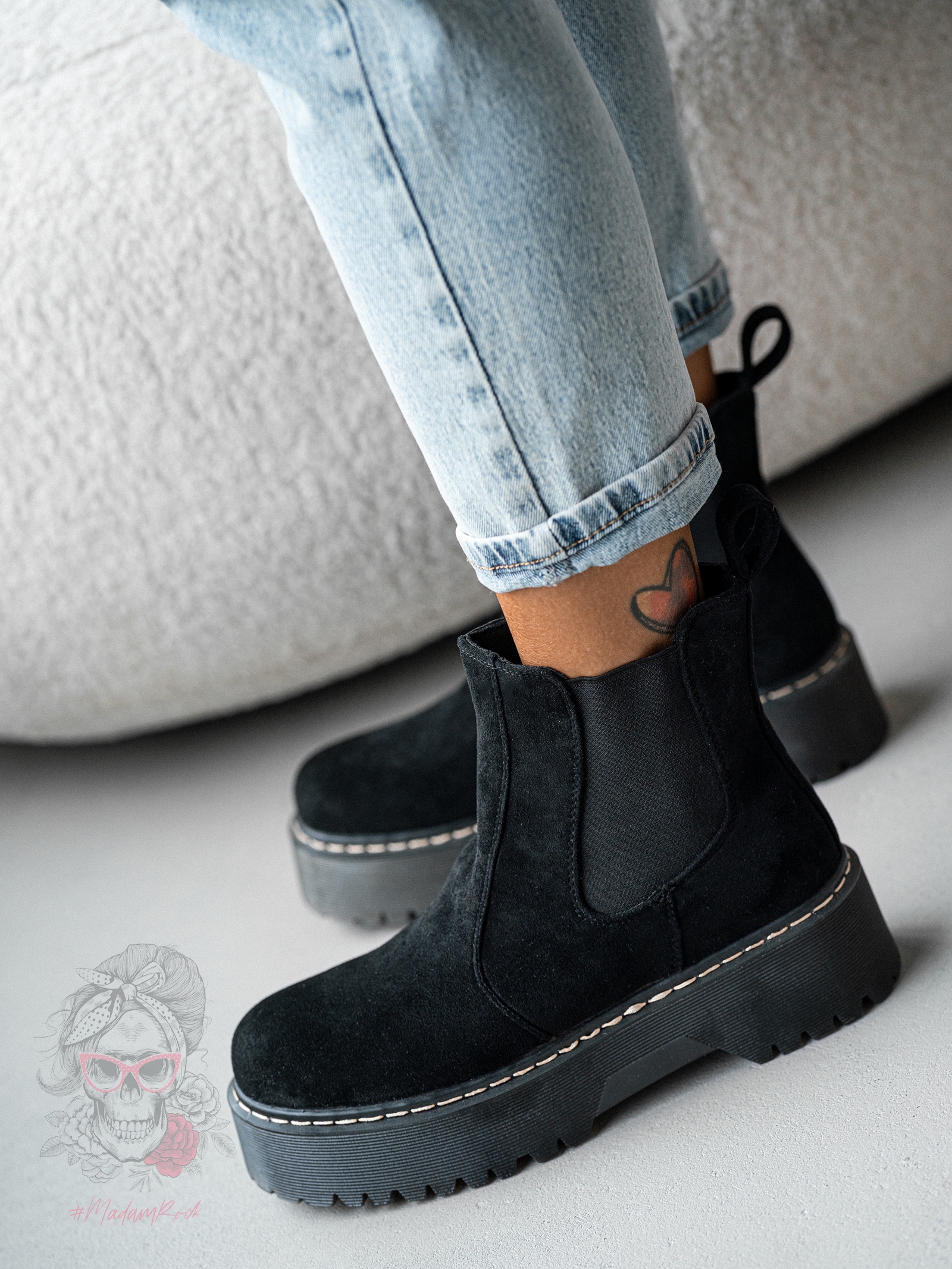 Botki na platformie Lady Retra czarne