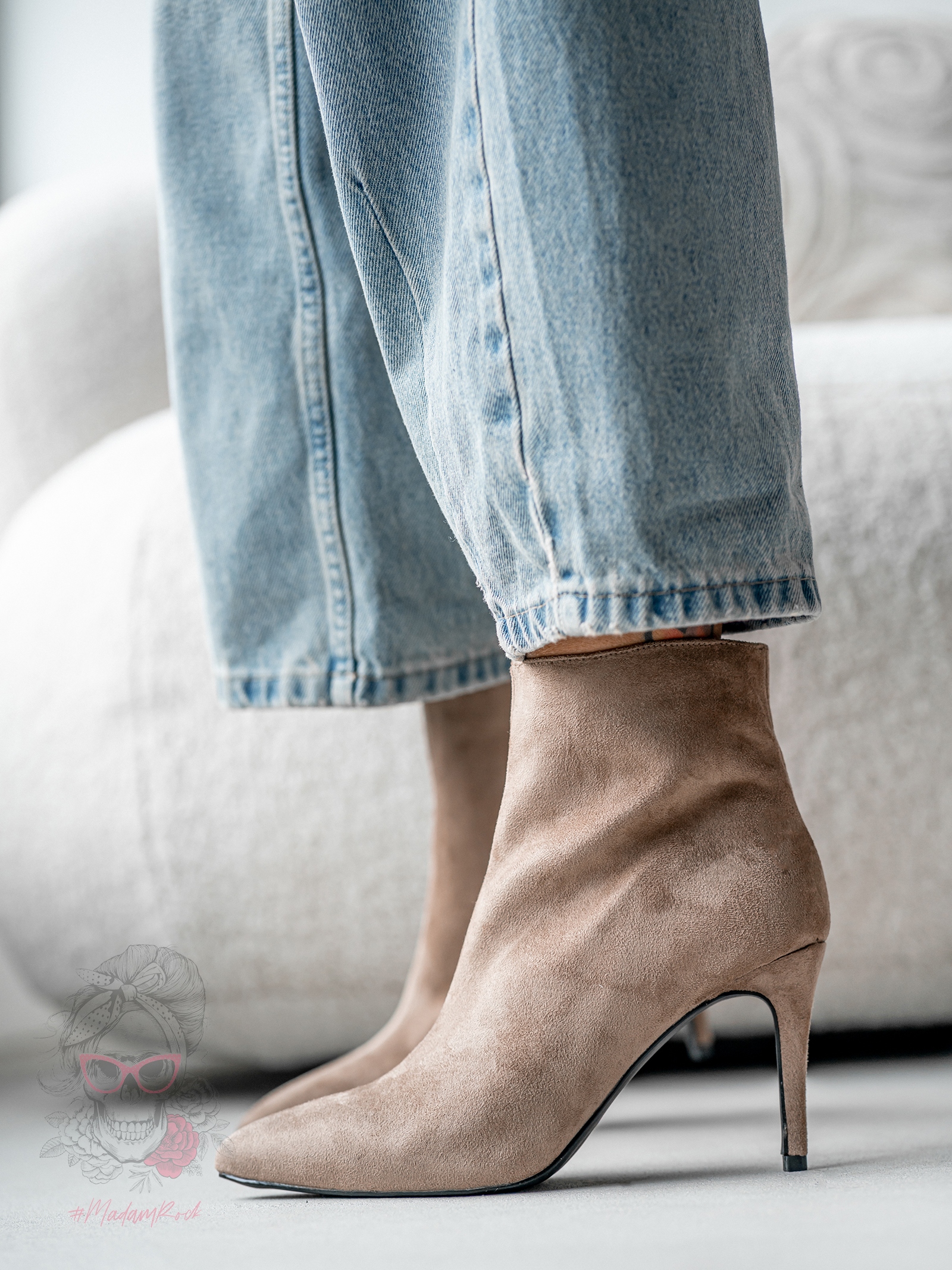 Botki na szpilce Madam Cant c. beżowe