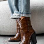 Botki w stylu kowbojskim Madam Ahiu Long brązowe