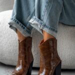 Botki w stylu kowbojskim Madam Ahiu Long brązowe