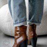 Botki w stylu kowbojskim Madam Ahiu Long brązowe