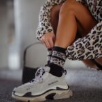 Skarpetki długie w panterkę czarne