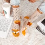 Skarpetki damskie z liskiem beżowe