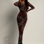 Sukienka z siatki Roselio w panterkę i róże