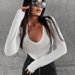 Body klasyczne na długi rękaw Eter Ola Voga ecru