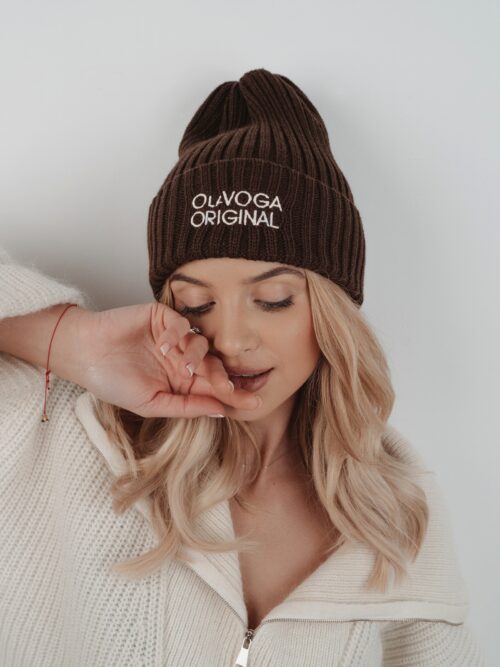 Czapka klasyczna z haftem Ola Voga Original brązowa