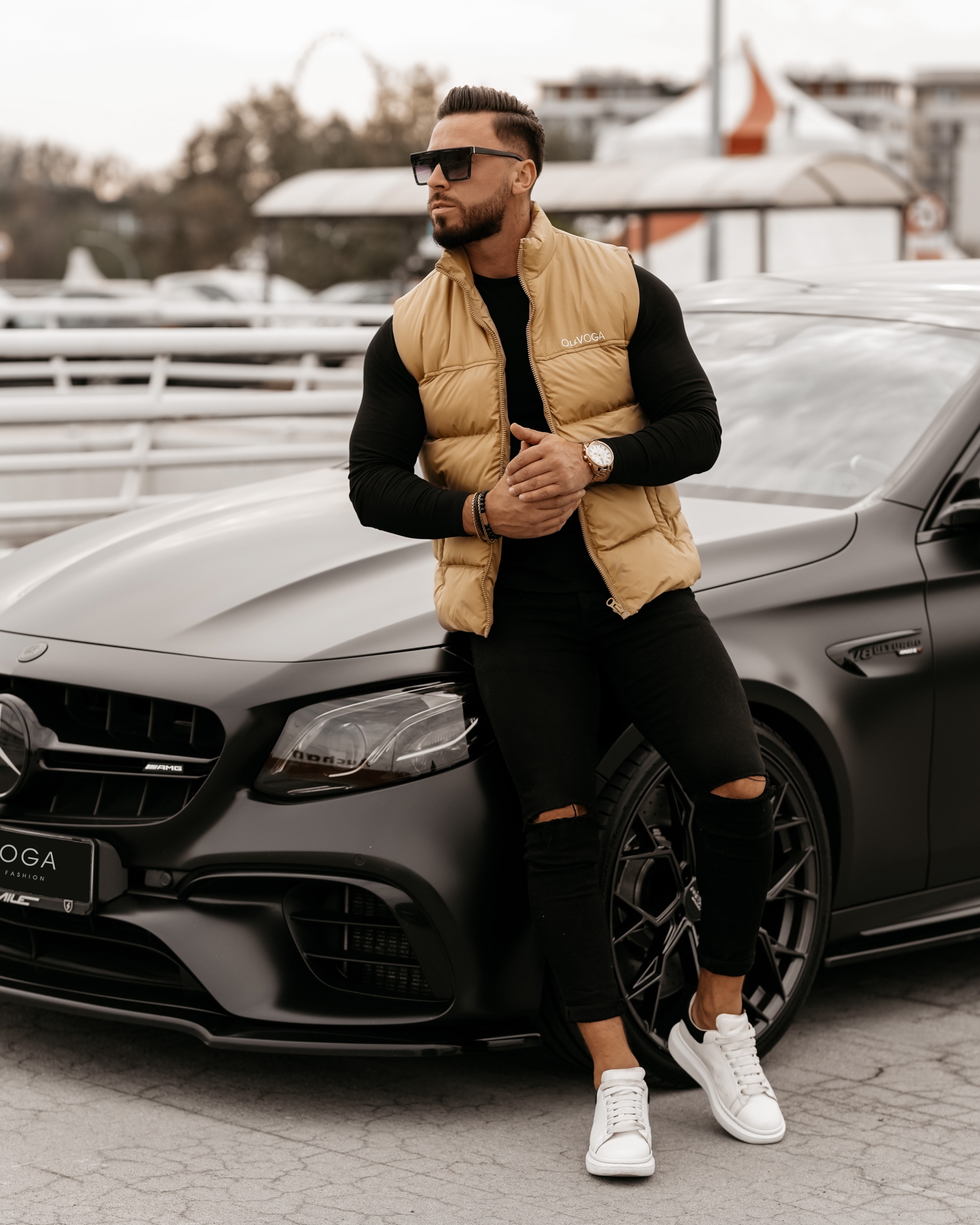 Bezrękawnik męski klasyczny Dill Ola Voga beżowy