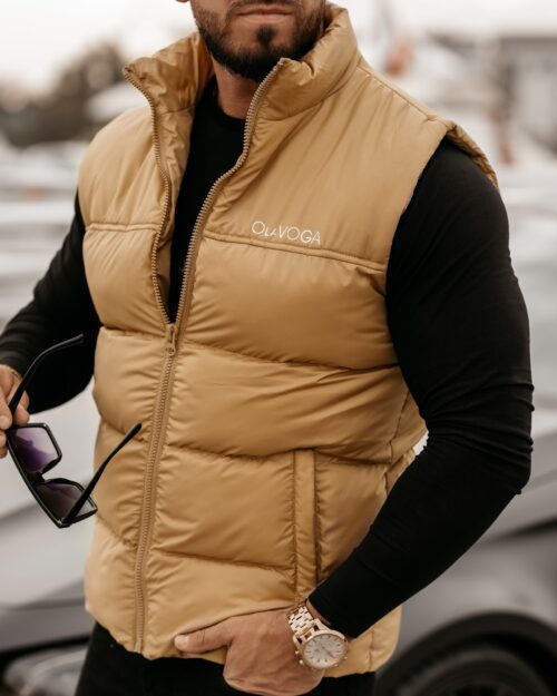 Bezrękawnik męski klasyczny Dill Ola Voga beżowy