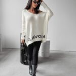 Sweter damski oversize serce Ella Ola Voga ecru