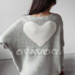 Sweter damski oversize serce Ella Ola Voga szary