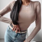 Bluzka gładka BASIC Cilla Ola Voga beżowa