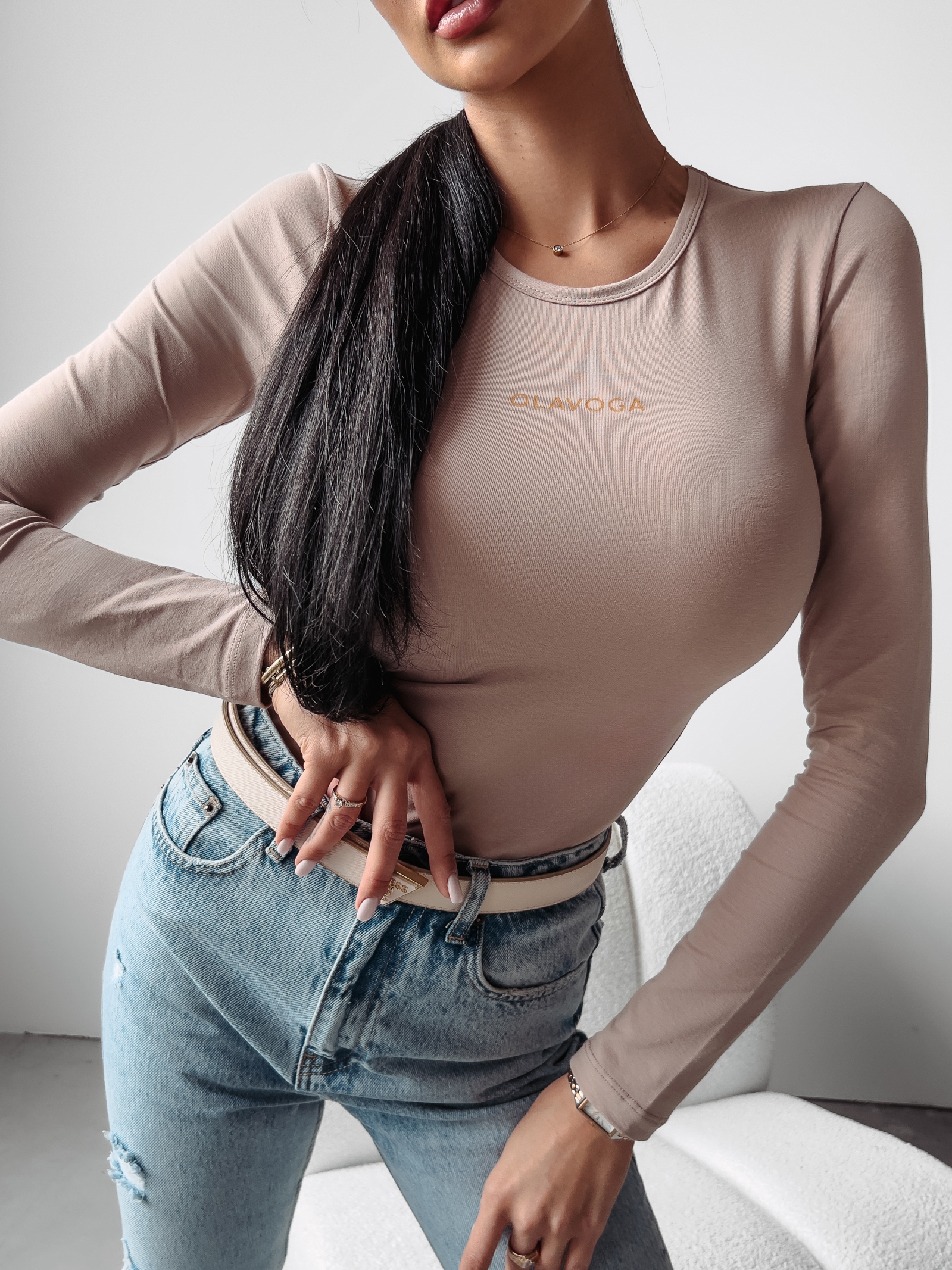 Bluzka gładka BASIC Cilla Ola Voga beżowa Bluzka gładka BASIC Cilla Ola Voga beżowa