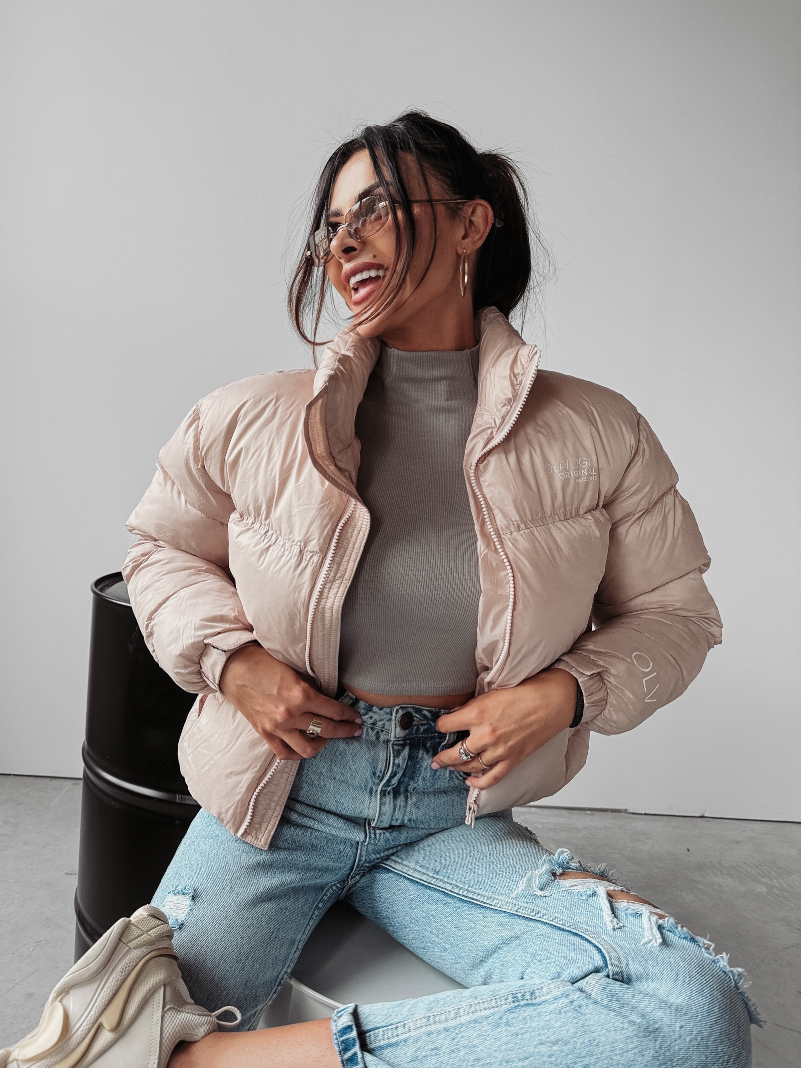 Kurtka damska puchowa SKY OLAVOGA pudrowa