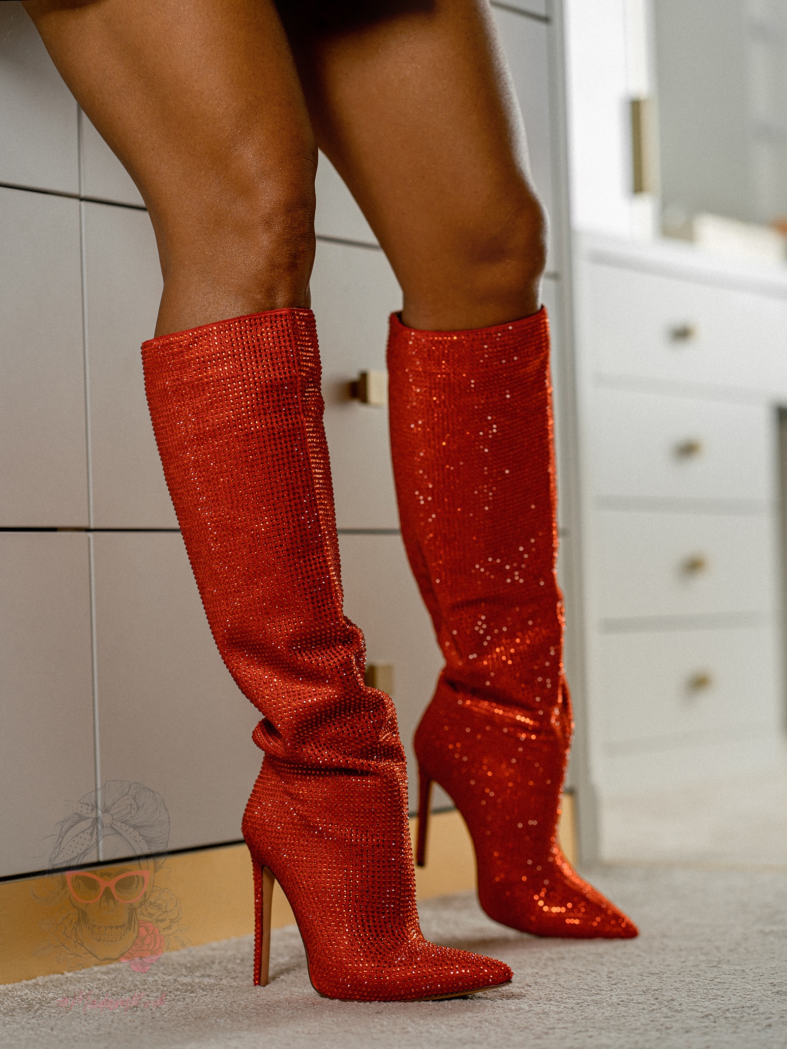 Kozaki z cyrkonii Rock DubaiNight pomarańczowe