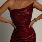 Sukienka cekinowa NB Lapoto bordowa