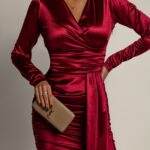 Sukienka satynowa NB Seti bordowa