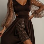 Sukienka maxi NB SALLIA brązowa